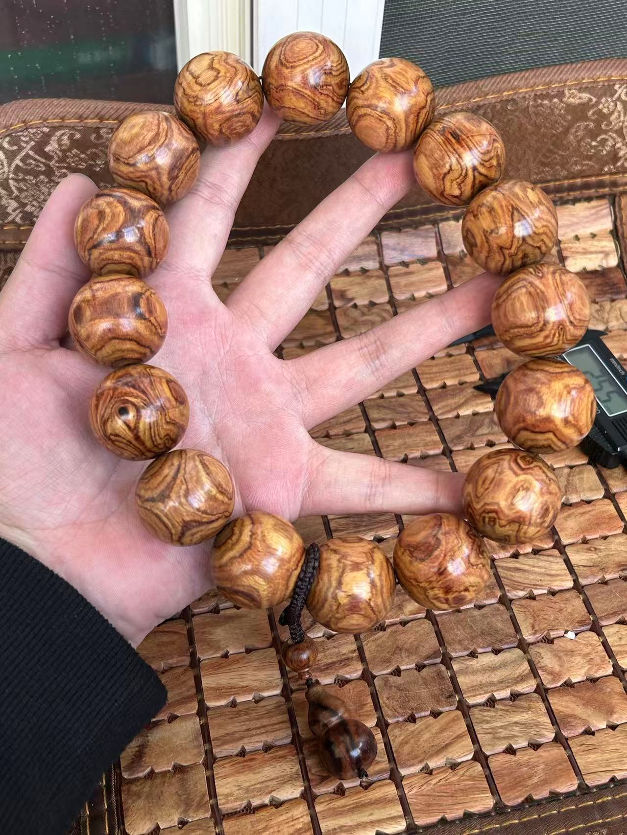 1208海南黄花梨精品对眼油梨，3.0x19手持