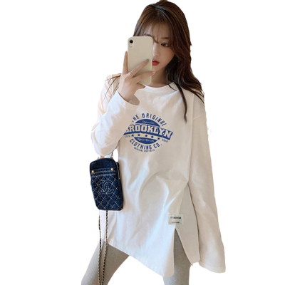 纯棉秋冬开叉长袖设计感小众T恤