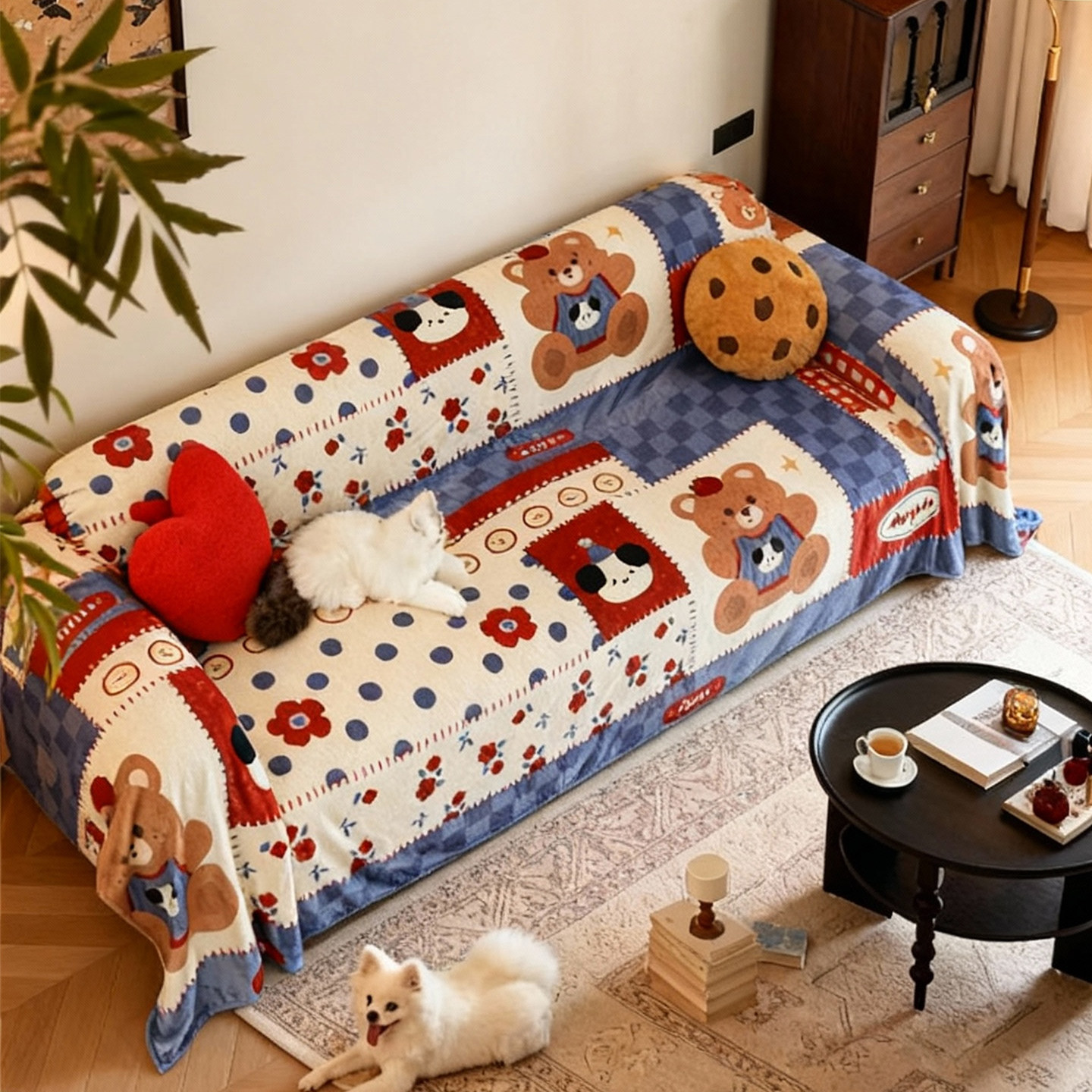 毛绒沙发盖布卡通可爱高级毯子真皮沙发垫冬加厚防滑新款沙发巾