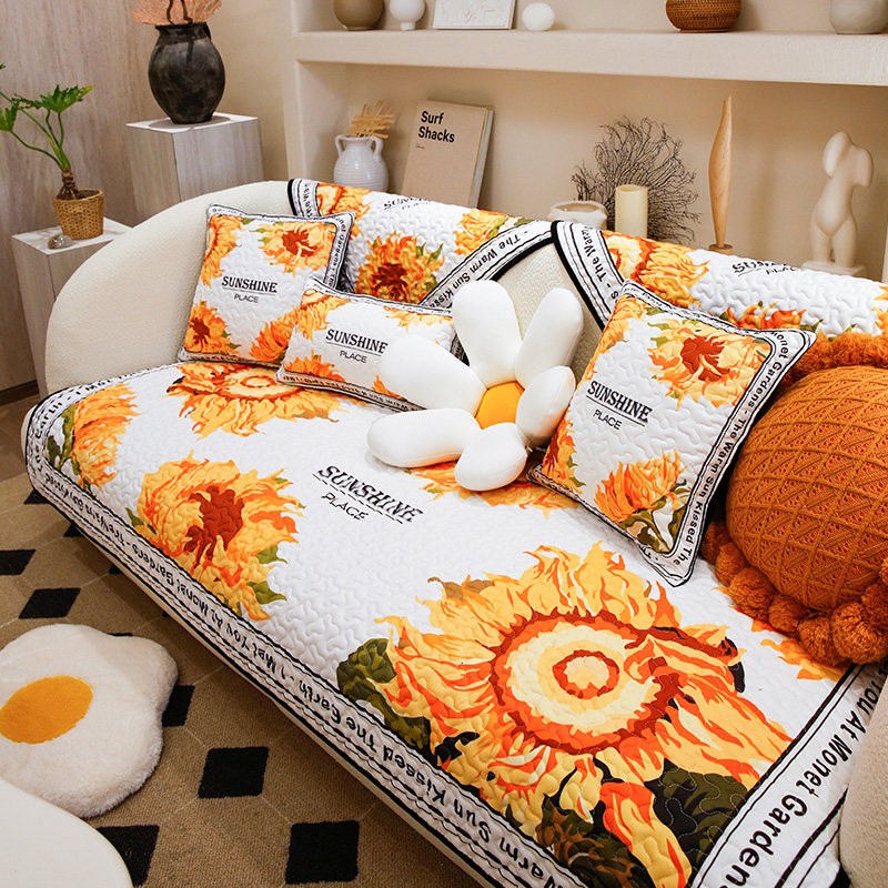 敏顺印象向日葵沙发垫四季通用2023年新款田园花卉高档沙发套罩巾,居家布艺,沙发垫,淘宝优惠券,粉丝福利购,淘宝优惠卷