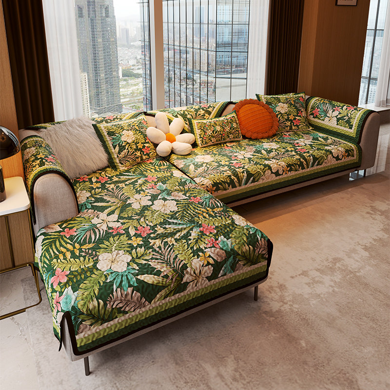 敏顺田园贵妃沙发垫四季通用2024新款植物花卉防滑沙发套罩盖布巾,居家布艺,沙发垫,淘宝优惠券,粉丝福利购,淘宝优惠卷