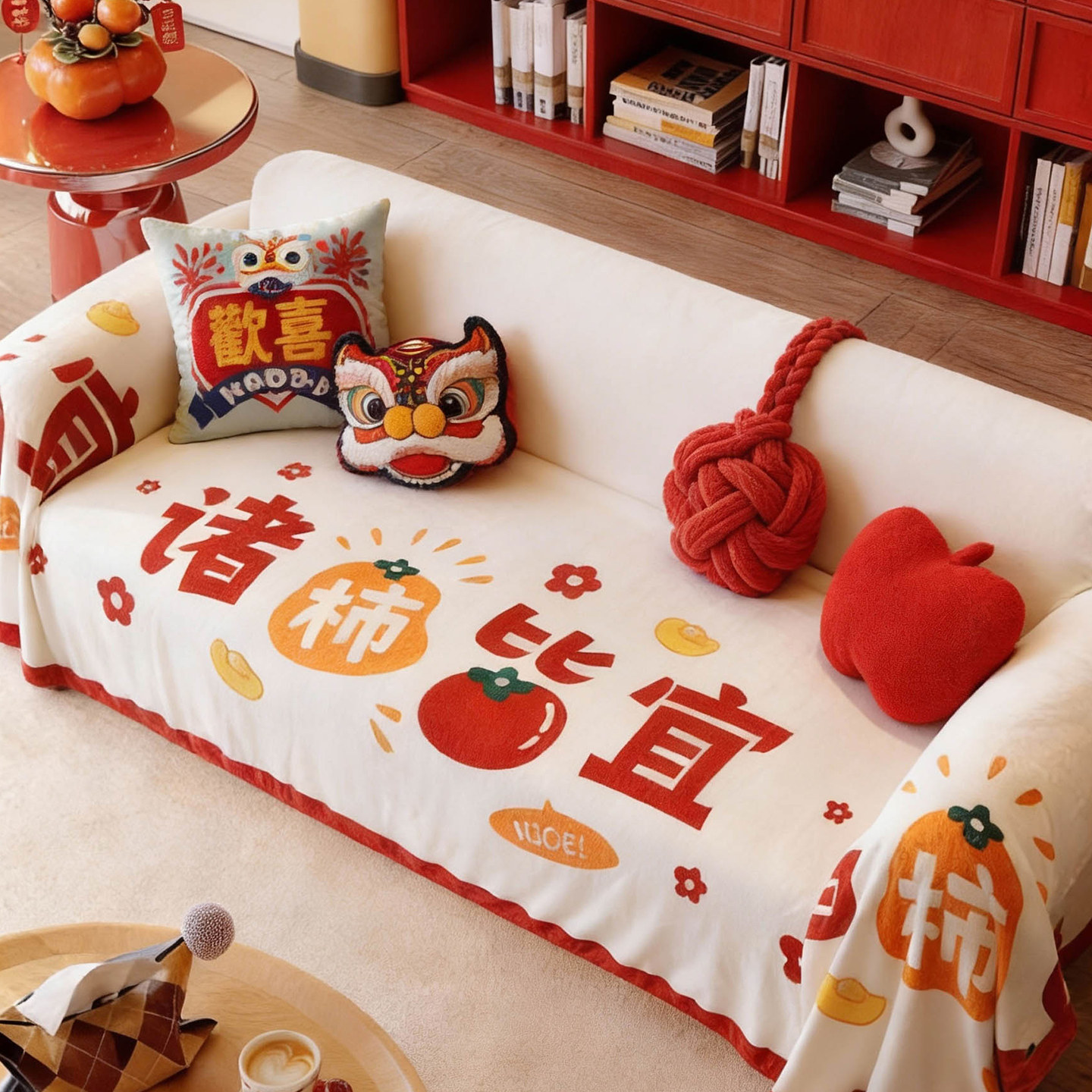 敏顺国潮新年沙发盖布过年氛围感沙发毯卡通现代沙发套罩防猫抓,居家布艺,沙发套,淘宝优惠券,粉丝福利购,淘宝优惠卷
