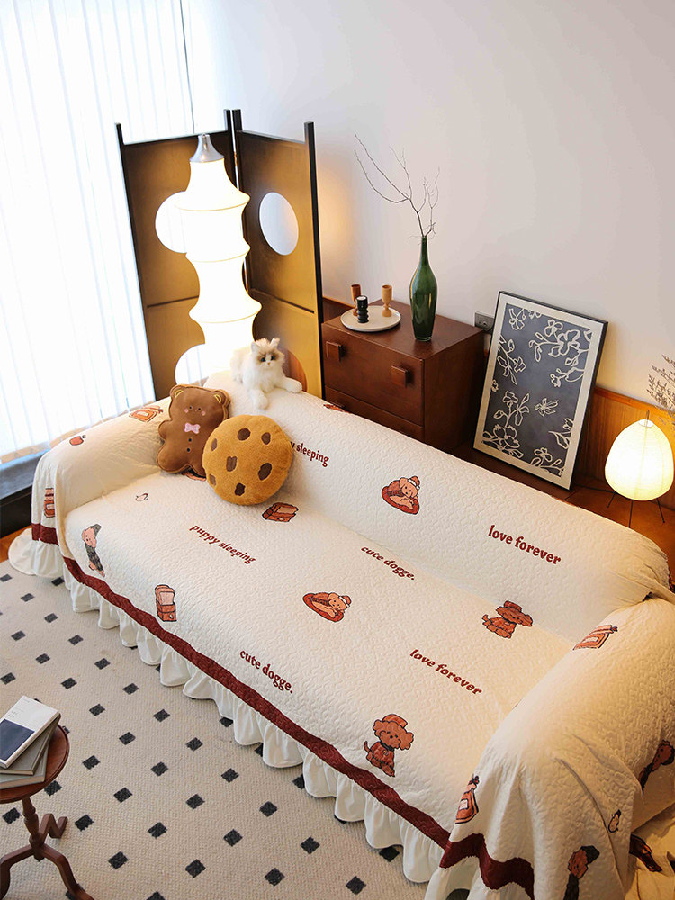 敏顺沙发盖布高端飘窗沙发套罩可爱沙发巾套布防猫抓卡通沙发垫