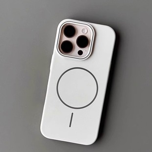 高颜值文艺峰岩白柔润Beats同款 14promax磨砂iPhone13防摔15plus 细圈磁吸适用苹果17Pro手机壳iPhone15