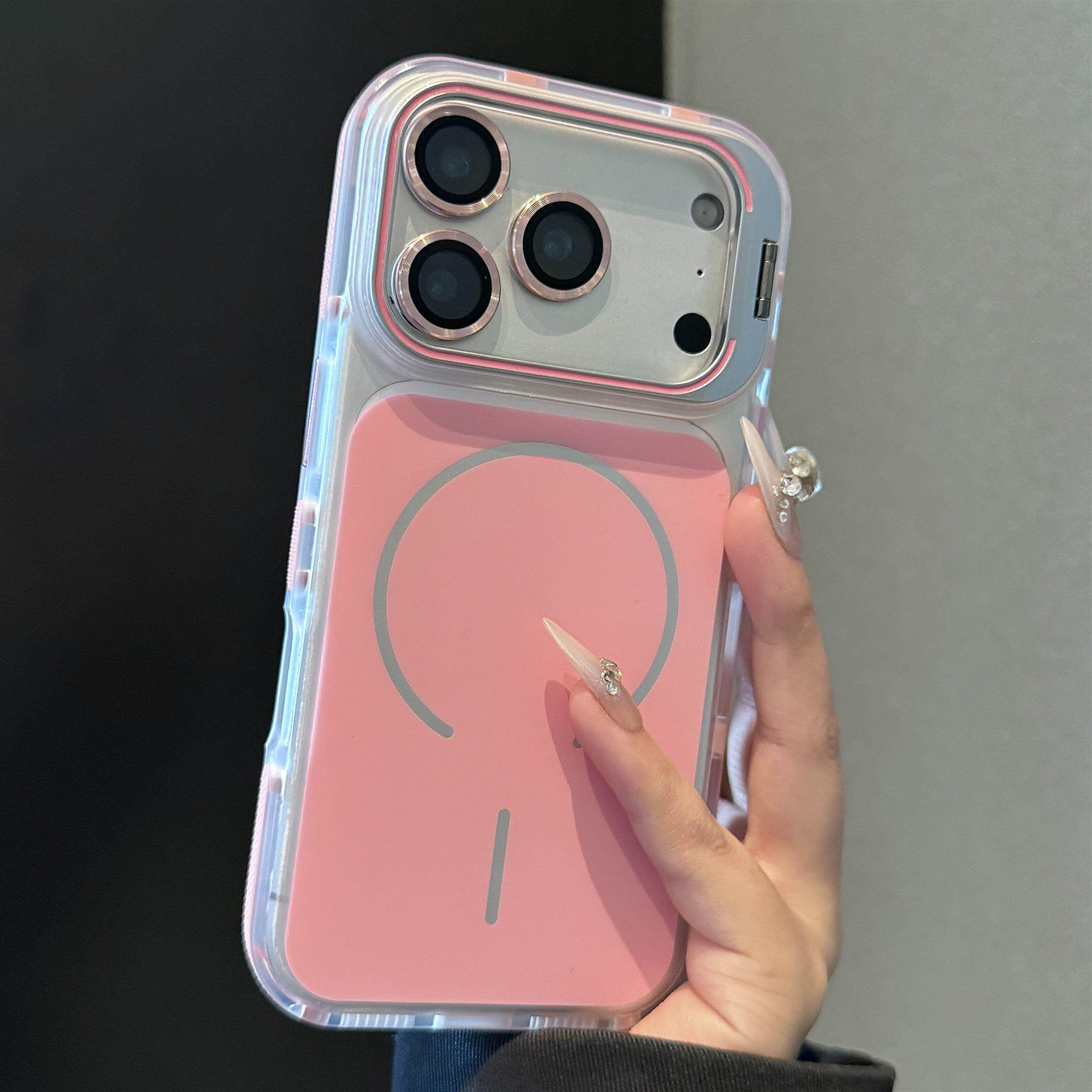 新款17适用苹果17promax壳亮彩双色镜头支架iPhone16ProMax防滑条边框15磁吸充电14高级感13防摔12保护套