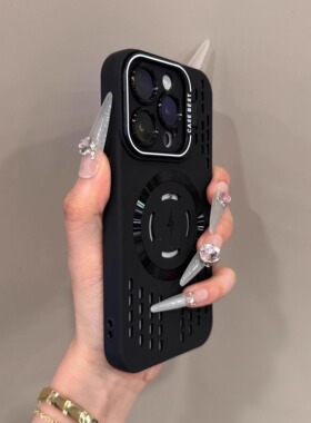 新款镜头支架散热壳适用苹果16promax磁吸手机壳15镜头全包14PM超薄防摔ip13冰点镂空12保护套11男女软壳透气