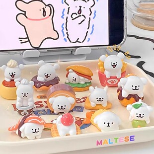 美食下午茶线条小狗盲袋盲盒萌粒周边玩偶桌面车载小摆件生日礼物