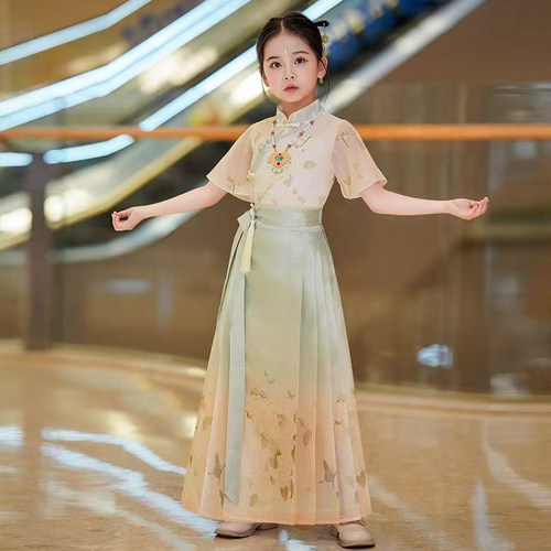 女童马面裙2025新款套装新中式女孩国风古装薄款学生汉服儿童夏季