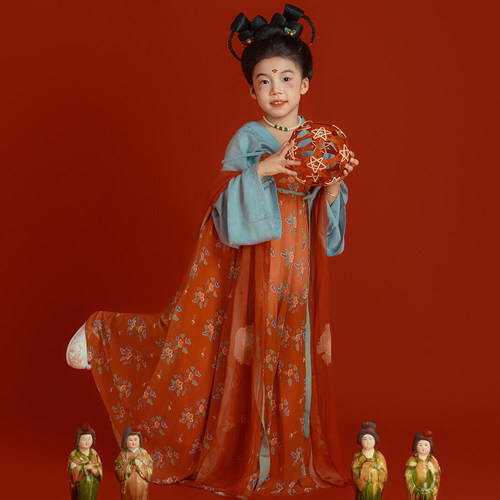 儿童古典舞演出服女童中国风舞蹈服可爱古装蹴鞠表演服超仙襦裙唐