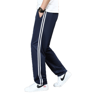 加绒校服裤子男女两条杠宽松运动裤高中初中小学生一条杠蓝色校裤