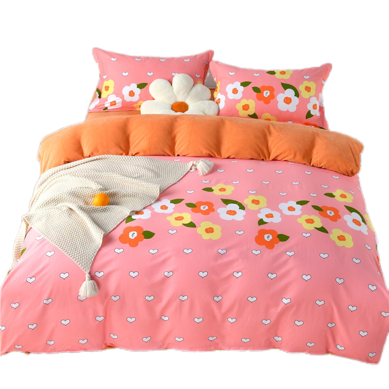 珊瑚绒四件套冬季加厚保暖法莱绒ab面纯棉防静电男加厚加绒法兰绒