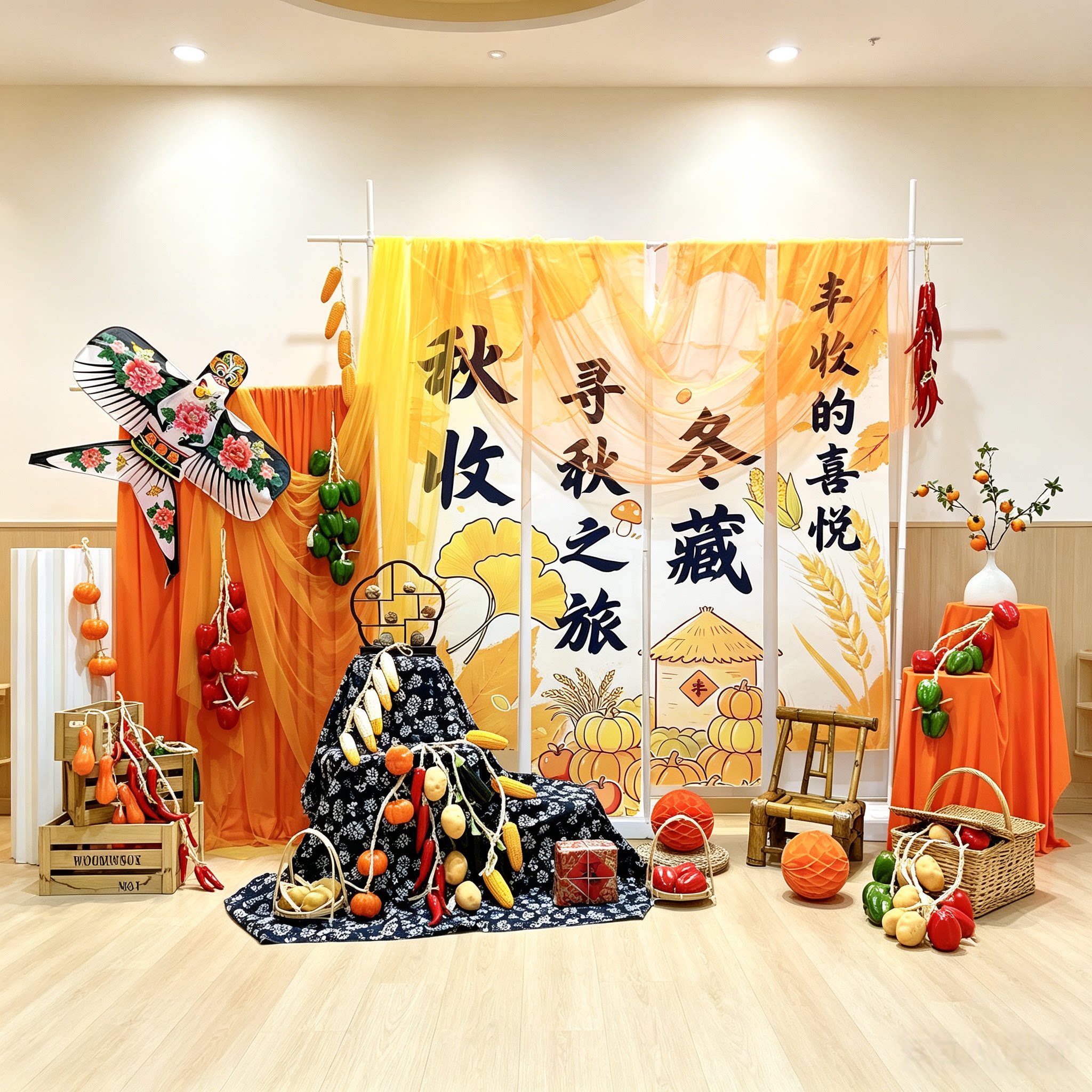 秋收冬藏主题背景布装饰布置套餐丰收节庆活动场景装扮环创布置