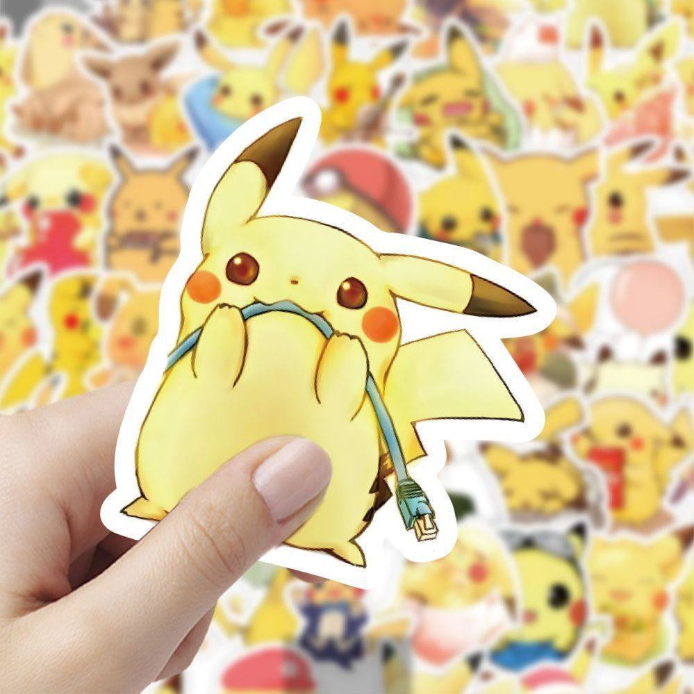 60张Q版皮卡丘贴纸精灵宝可梦卡通可爱女孩儿童装饰行李箱防水贴