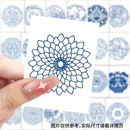 青花瓷花纹图案贴纸瓷器纹样小众国风线搞素材diy电脑笔记本装饰