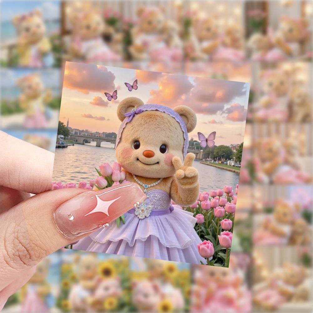 黄油小熊贴纸卡通可爱贴画diy手机电脑头盔笔记本手账防水装饰图