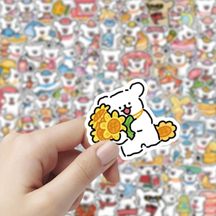 103张线条小狗贴纸可爱卡通治愈系装饰手机壳笔记本电脑防水贴画