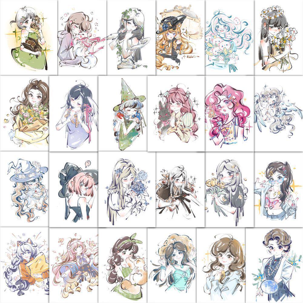 189张少女头像插画贴纸高颜值治愈小女孩素材贴画diy笔记本装饰图