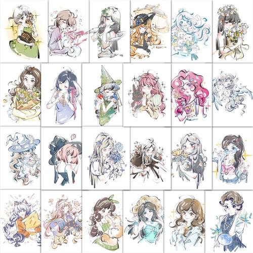 189张少女头像插画贴纸高颜值治愈小女孩素材贴画diy笔记本装饰图