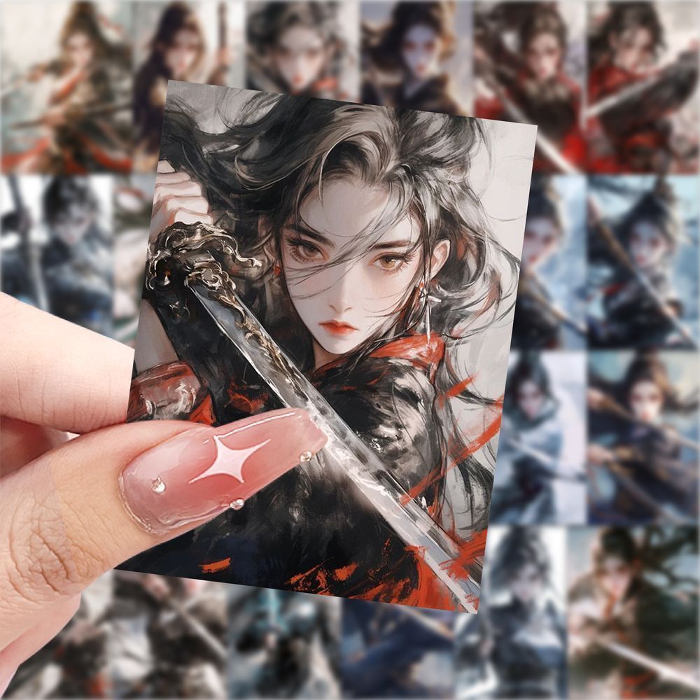 188张古风女将军高颜值贴纸ins中国风创意贴画手机手账笔记本贴纸