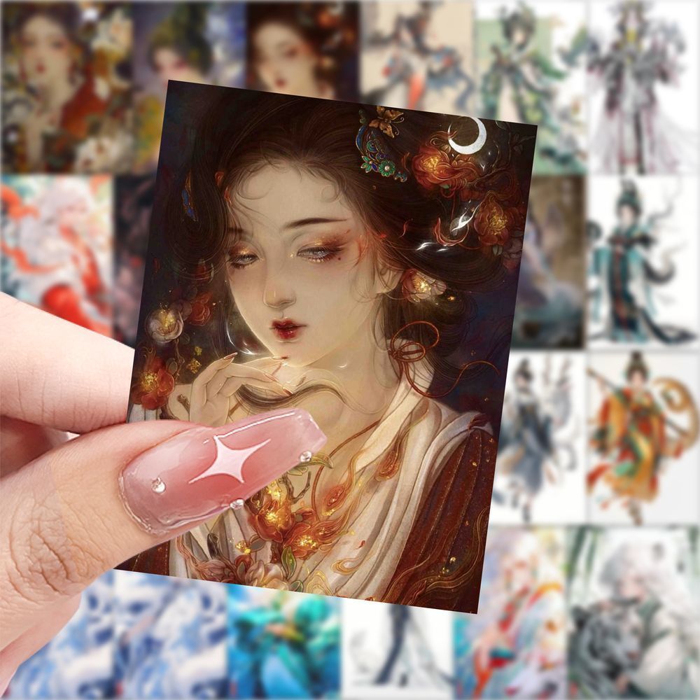 188张山海经拟人化插画贴纸异兽酷帅高颜值贴画手机手账装饰贴纸