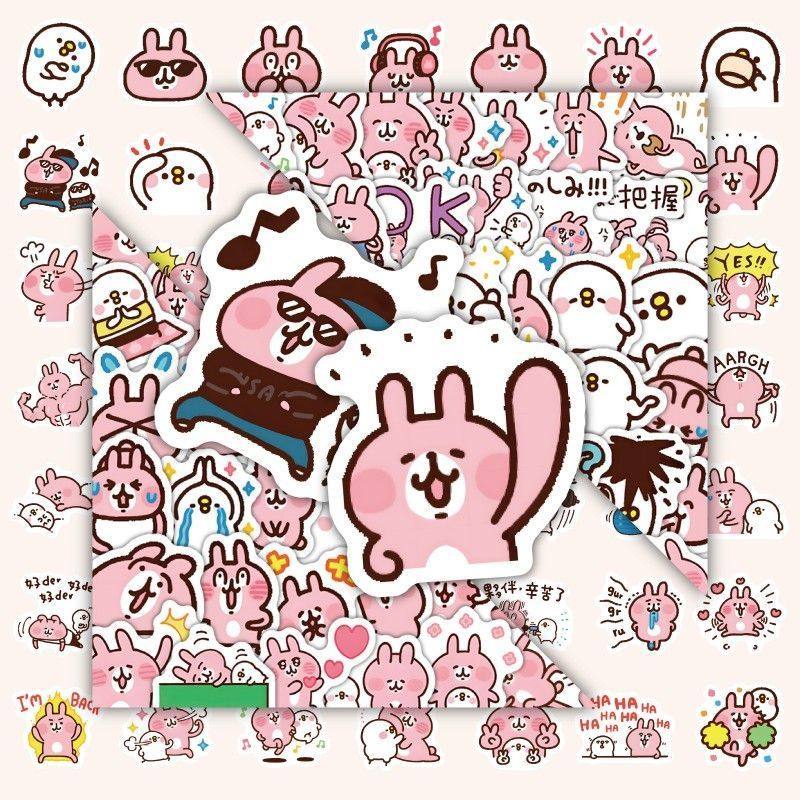 240张卡娜赫拉贴纸可爱粉红ins小兔子手账卡通装饰手机壳防水贴画