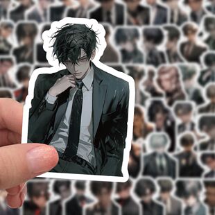 120张动漫小帅哥男主贴纸ins风高颜值可装饰手机壳电脑防水贴画