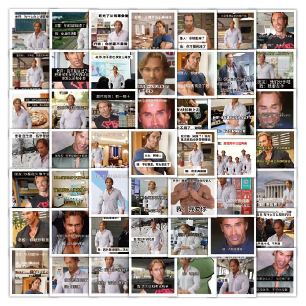 99张大力王贴纸搞笑创意趣味抽象表情包装饰手机壳行李箱防水贴画