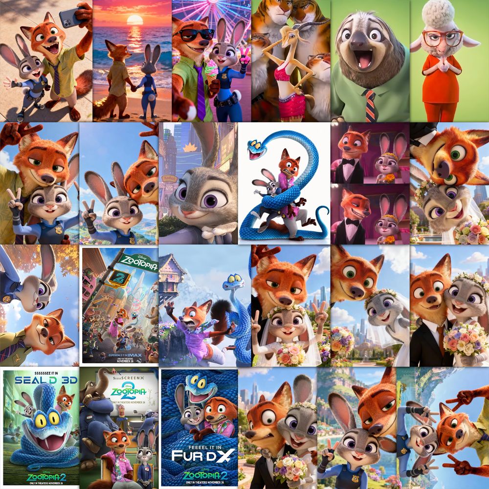 924贴疯狂动物城2卷卷贴纸尼克朱迪盖瑞狸宝动画周边装饰防水贴画