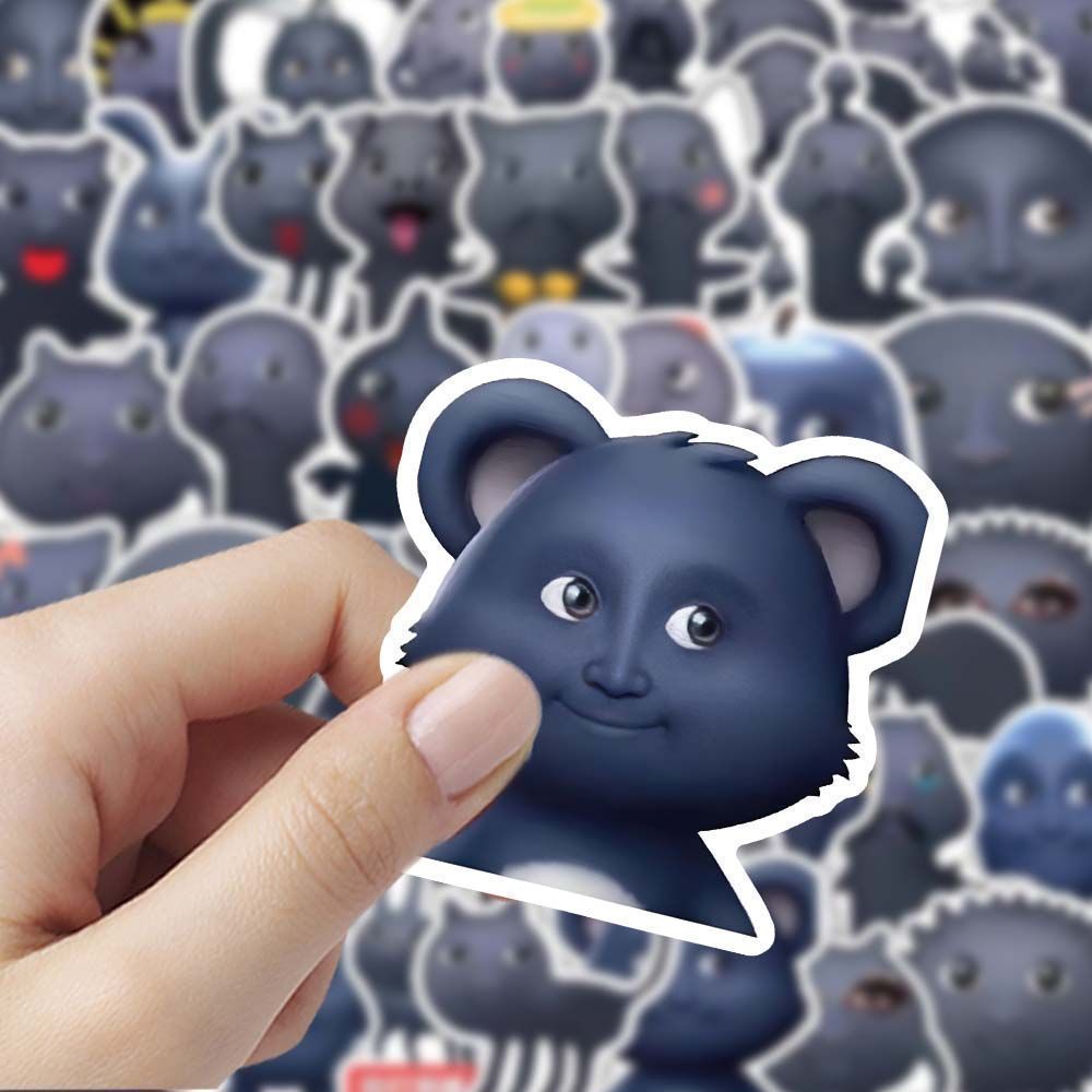 新款黑脸表情包可爱搞笑抽象diy装饰表情手账ins贴纸手机防水贴画