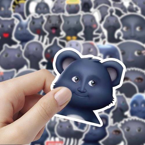 新款黑脸表情包可爱搞笑抽象diy装饰表情手账ins贴纸手机防水贴画