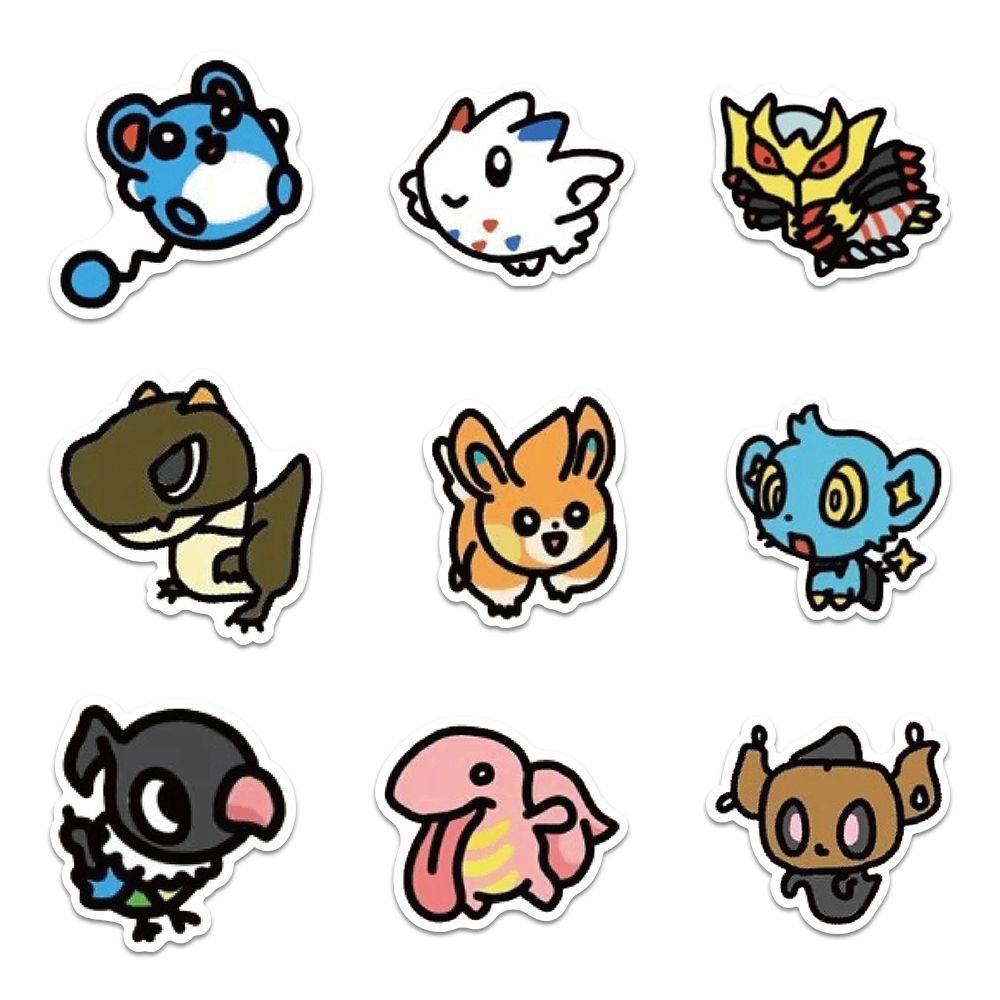 新款宝可梦Q版A 款小精灵超萌可爱神奇宝贝宠物贴贴个性diy手账贴
