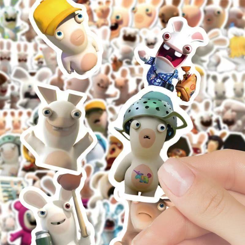 111张疯狂兔子搞笑周边表情贴纸卡通可爱手机手账diy防水贴画装饰