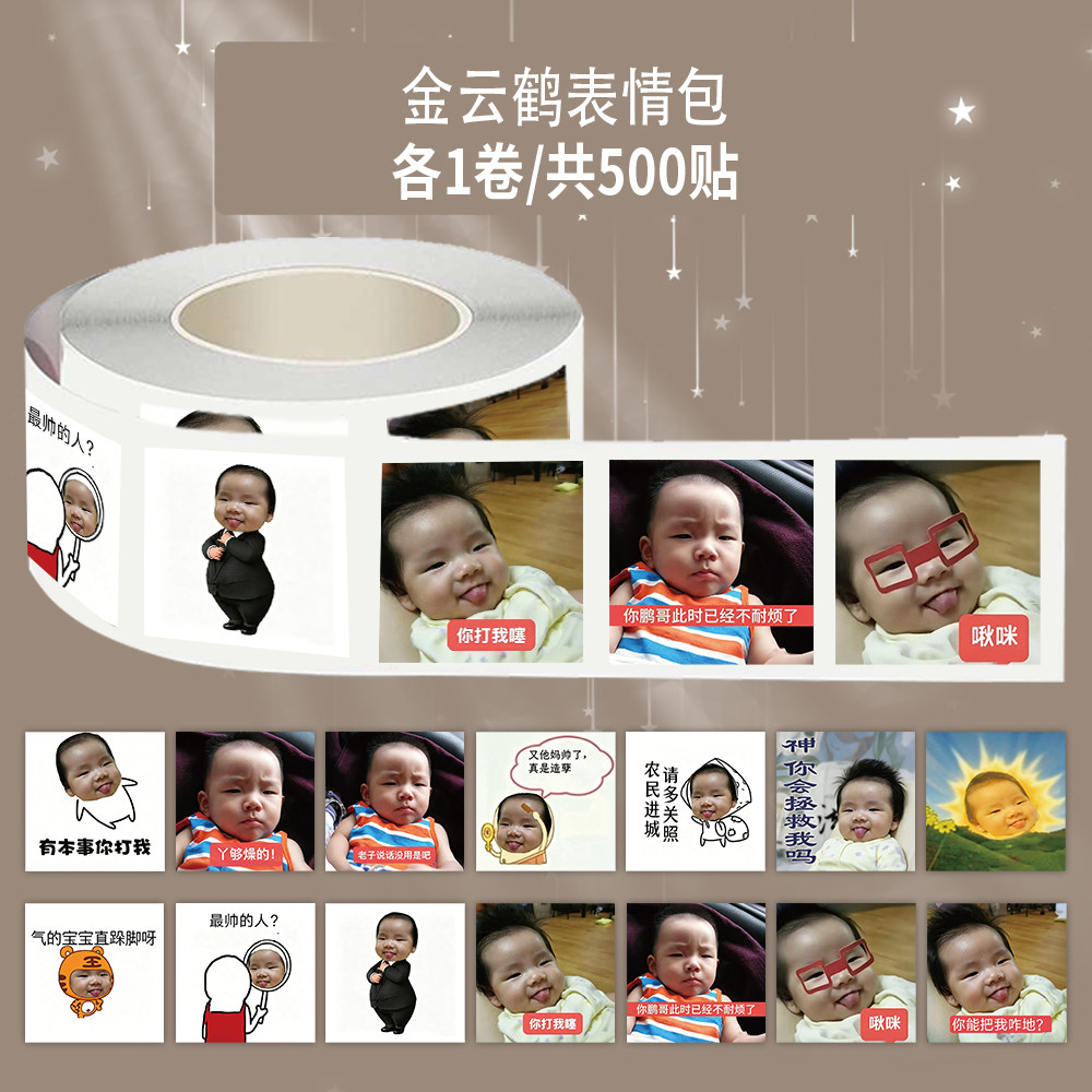 1000贴金云鹤表情包卷卷贴纸抽象幼鹏梗图boynextdoor周边贴画diy