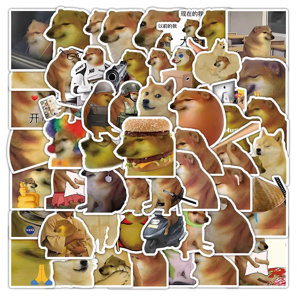 124张cheems柴犬表情包贴纸meme搞笑抽象图案装饰手机壳防水贴画
