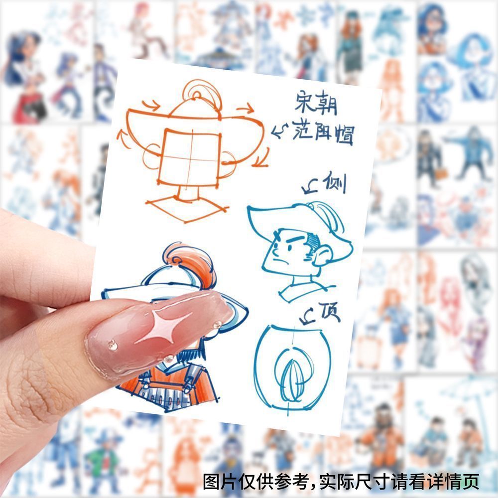 爆款人物几何速写教程图贴纸创意装饰手机水杯笔记本防水diy贴画图片