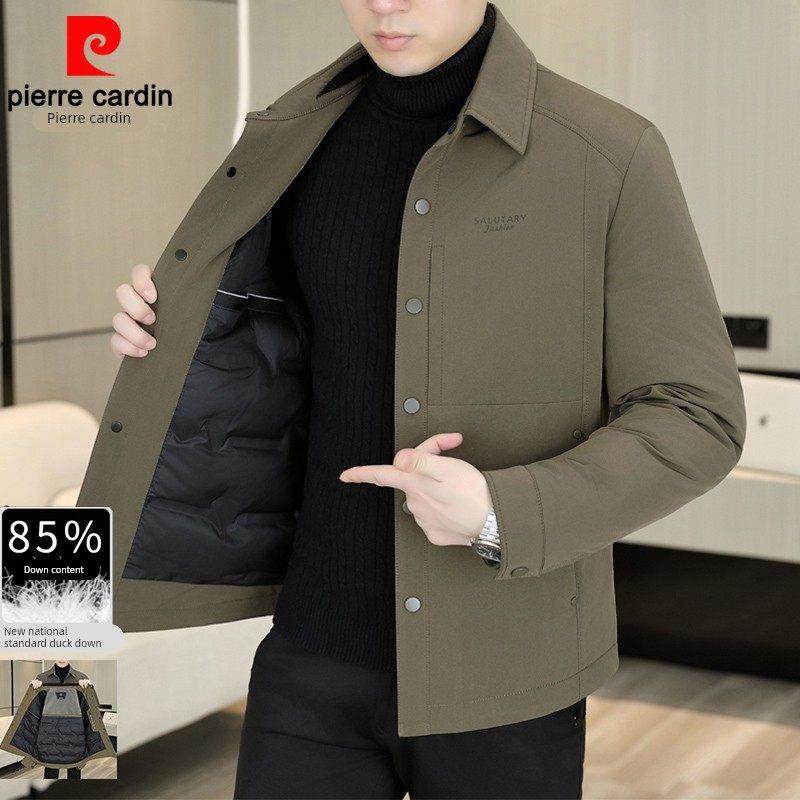 皮尔卡丹轻薄羽绒服男士休闲夹克高级感2025冬季新款单排扣外套潮
