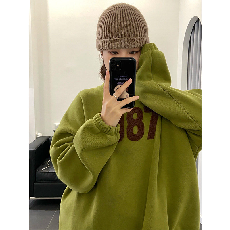 2023 새로운 스타일 작은 벨벳 두꺼운 슈퍼 핫 운동복 여성을위한 연령 감소 재킷 가을 겨울 INS 느슨한 BF 게으른