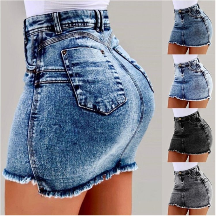 summer short denim skirt jeans skirts for women性感牛仔短裙-封面