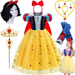 白雪公主裙女童迪士尼cosplay连衣裙万圣节儿童蓬蓬裙演出礼服装