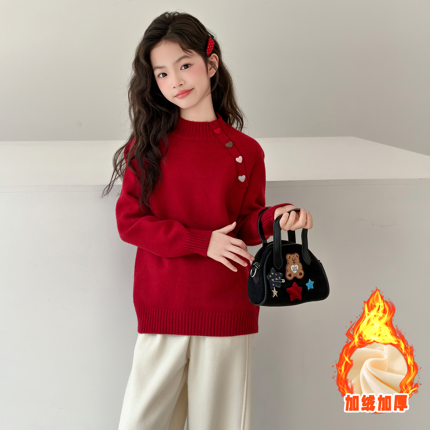 女童冬季加厚毛衣2025新款中大童