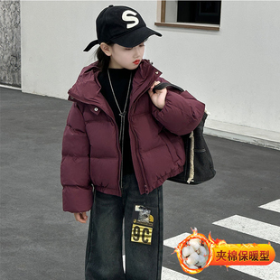女童外套棉袄2025冬季新款儿童加厚保暖短款棉衣中大童冬装面包服