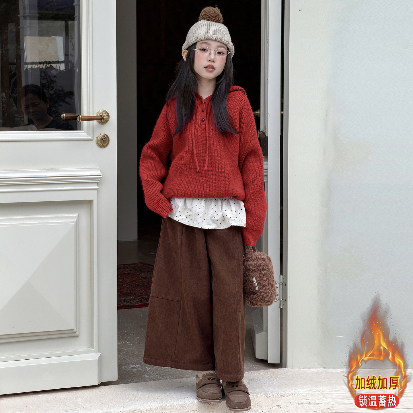 女童连帽毛衣秋冬2025新款
