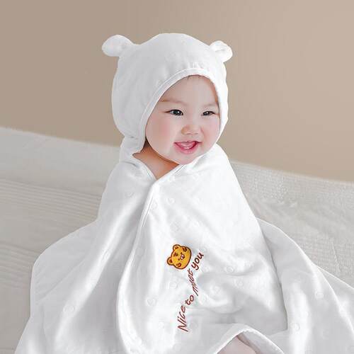 宝浴巾新生婴儿斗篷式牛奶绒浴巾抱毯幼儿园儿童洗澡巾四季通用宝