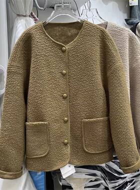 东大门高品质粗花毛呢小香风外套女23秋冬新款韩版别致高级感上衣