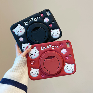 8可爱10代 10.2寸7适用苹果air5硅胶套3迷你6新款 卡通猫咪360旋转支架iPad Air4保护套mini2平板壳pro11笔槽款