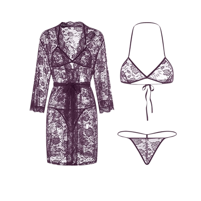 紫色情趣内衣性感诱惑免脱睡衣高级战袍制服激情套装衣服大码qqny