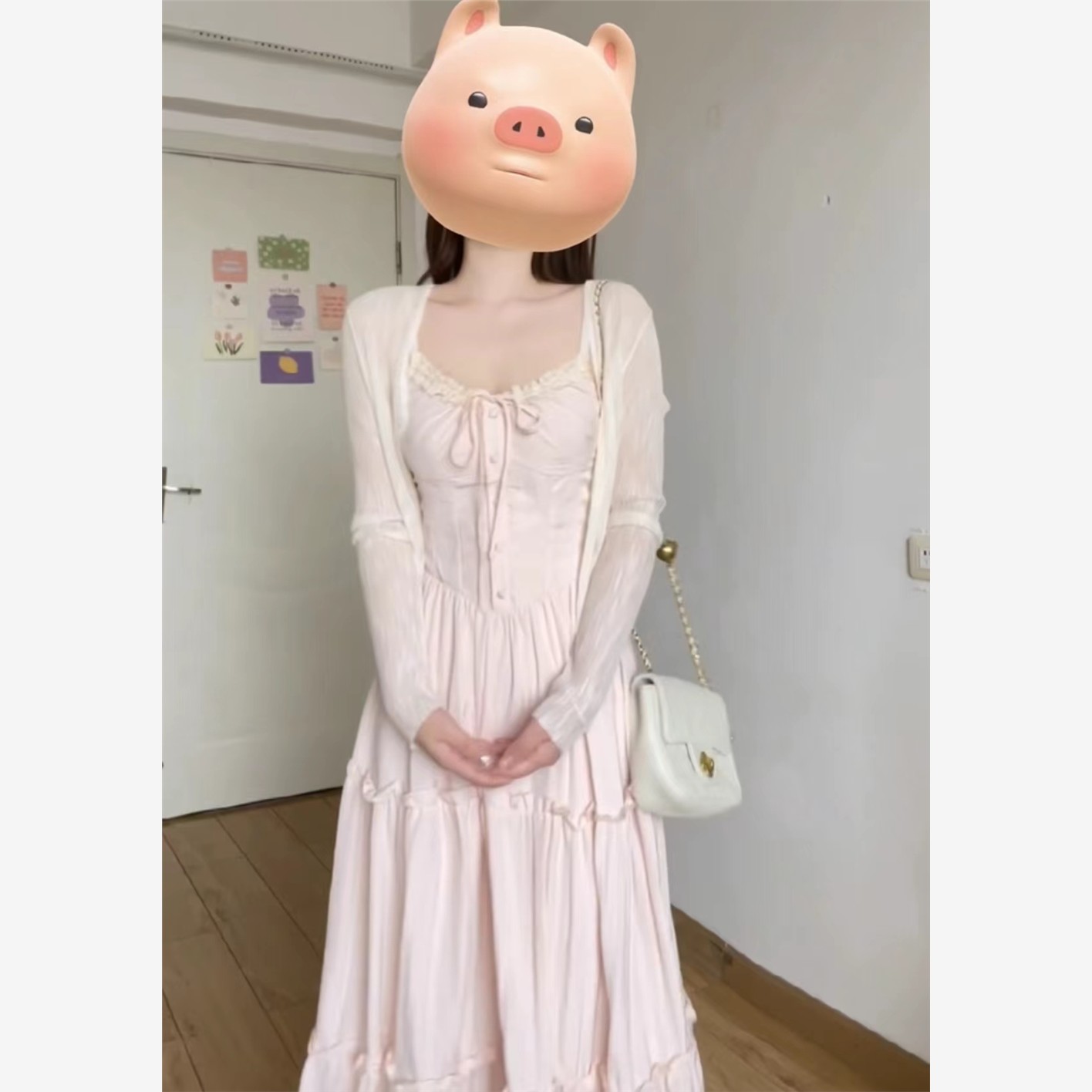 法式浪漫蕾丝拼接粉色吊带连衣裙女夏季2024新款甜美温柔气质长裙