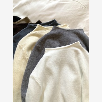 天鹅领羊绒手感半高领针