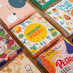 新款披萨盒商用7/8/9/10/12寸瓦楞比萨盒子pizza外卖打包盒厚定制