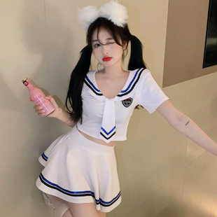 纯欲学院风辣妹学生装JK制服套装裙性感夜总会网红技师修身两件套